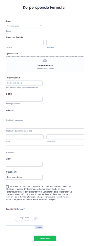 Körperspende Formular