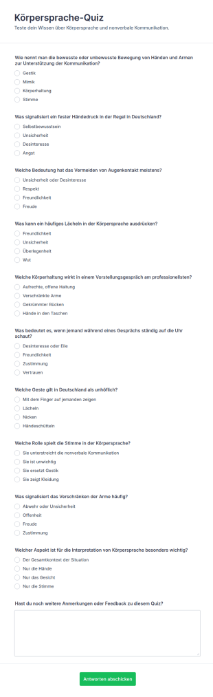 Körpersprache Quiz