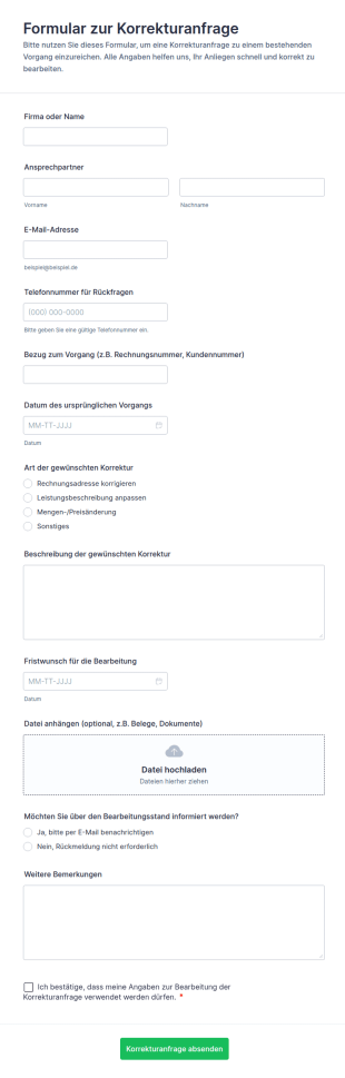 Korrektur Antragsformular