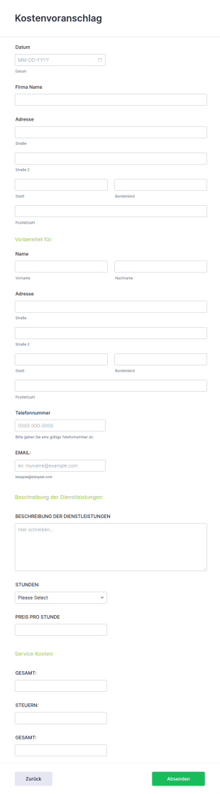 Kostenvoranschlag