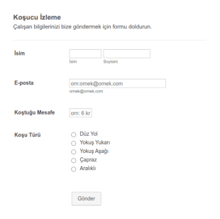 Koşucu İzleme Form Şablonu