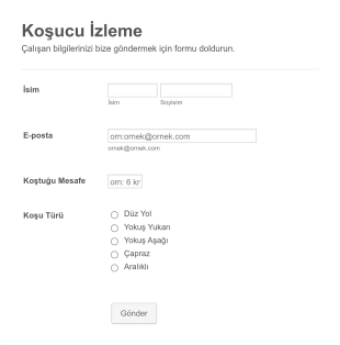 Koşucu İzleme Form Şablonu