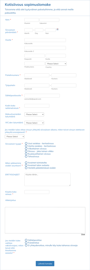 Kotisiivous Sopimuslomake Form Template