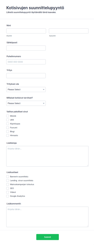 Kotisivujen Suunnittelupyyntö