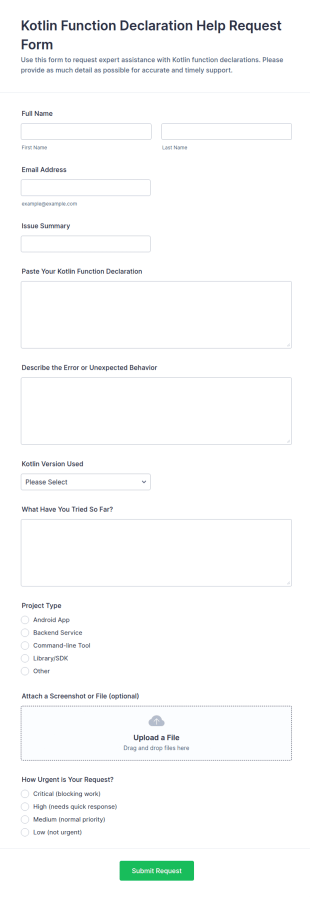 Kotlin Function Declaration Help Request Form Template