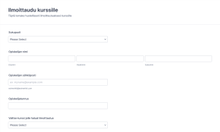 Koulun Kurssille Ilmoittautumislomake Form Template
