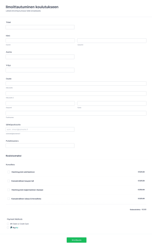 Koulutukseen Ilmoittautumislomake Form Template