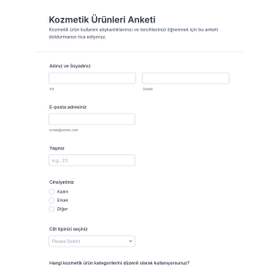Kozmetik Ürünleri Anketi Form Şablonu