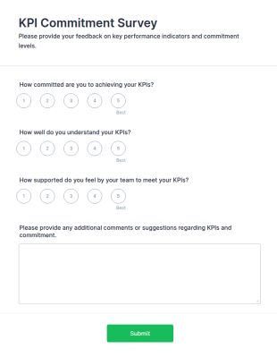 KPI Commitment Survey Form Template