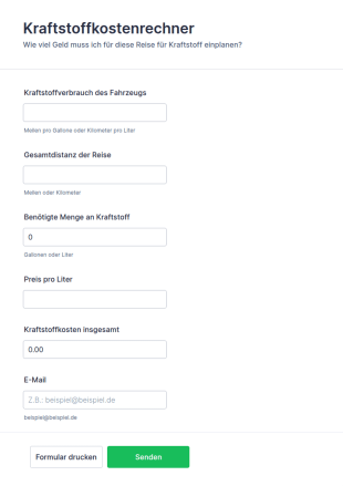 Kraftstoffkostenrechner