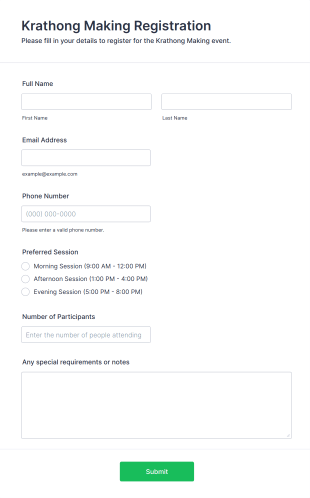 Krathong Making Registration Form Template
