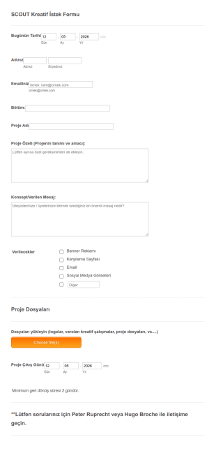 Kreatif İstek Form Şablonu