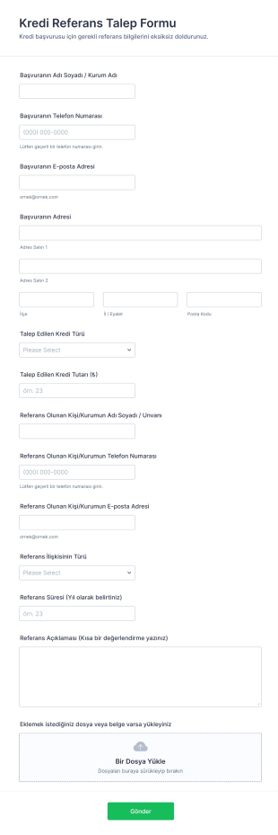 Kredi Referans Talep Form Şablonu