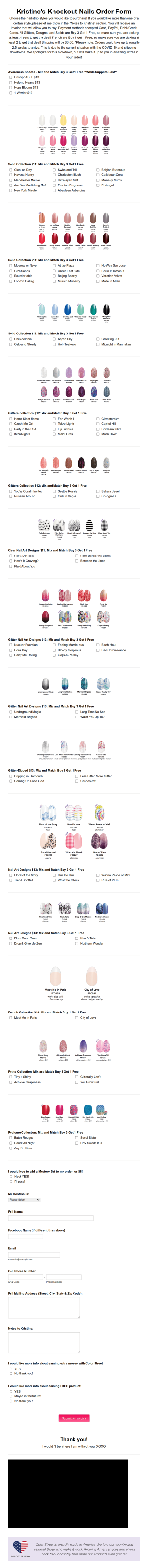 Kristine's Knockout Nails Ordering Form Template