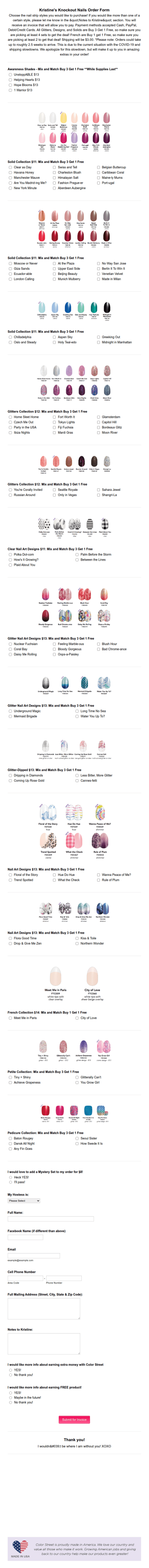 Kristine's Knockout Nails Ordering Form Template
