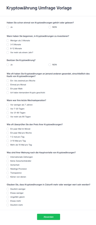 Kryptowährung Umfrage Vorlage