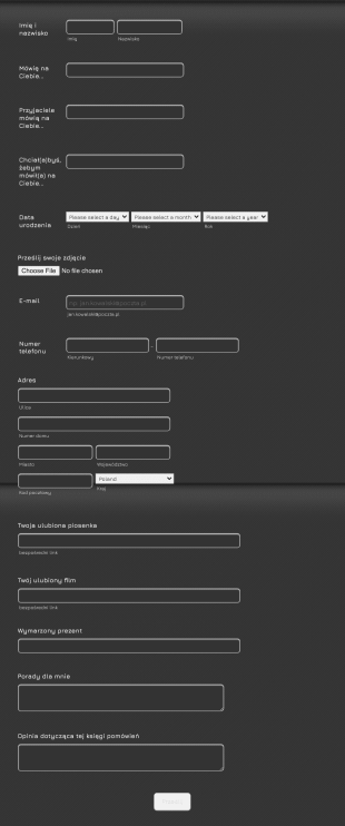 Księga Pomówień Form Template