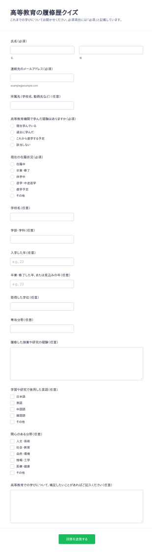 高等教育歴史クイズ