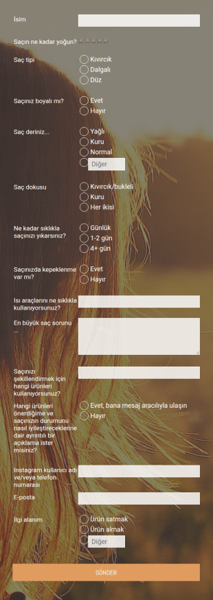Kuaför Müşteri Anketi Form Şablonu
