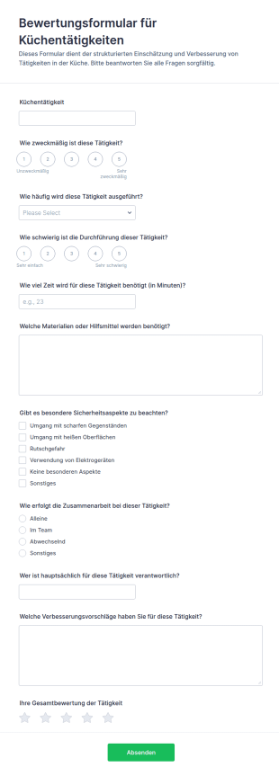 Küchenaufgaben Checkliste