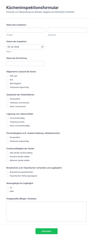 Kücheninspektionsformular
