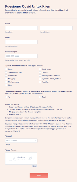 Kuesioner Covid Untuk Klien