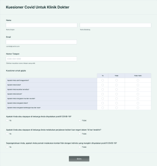 Kuesioner Covid Untuk Klinik Dokter Form Template