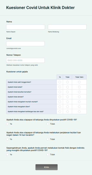 Kuesioner Covid Untuk Klinik Dokter