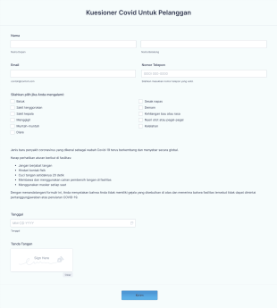 Kuesioner Covid Untuk Pelanggan Form Template
