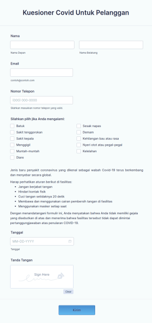 Kuesioner Covid Untuk Pelanggan