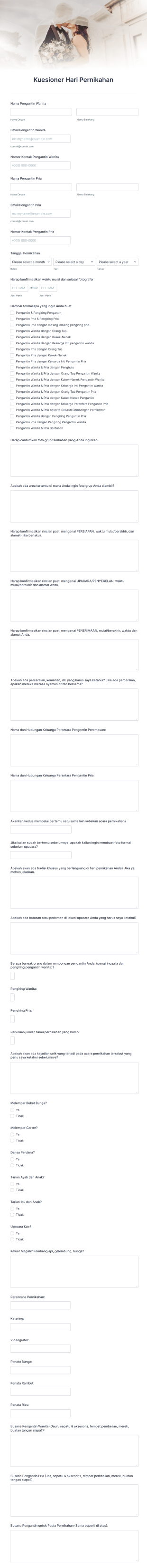 Kuesioner Hari Pernikahan