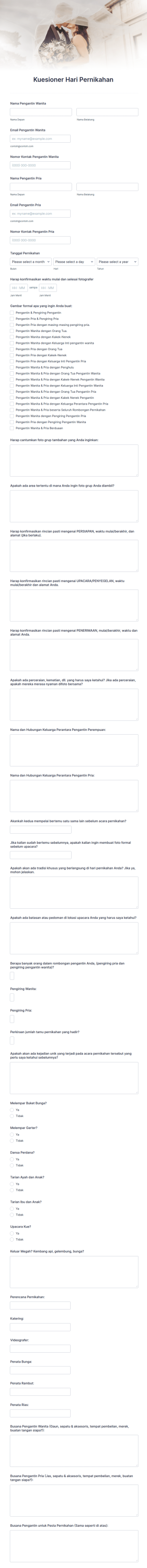 Kuesioner Hari Pernikahan