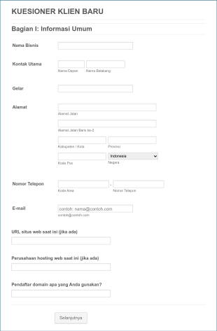 Kuesioner Klien Desainer Situs Web