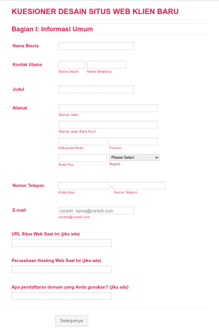 Kuesioner Klien SEO Form Template