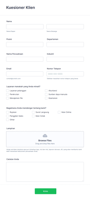 Kuesioner Klien Form Template