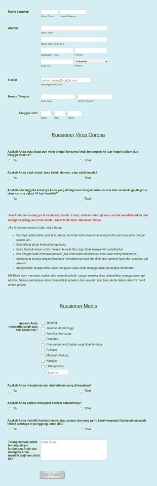 Kuesioner Medis Covid