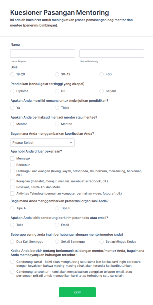 Kuesioner Pasangan Mentoring