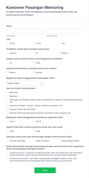 Kuesioner Pasangan Mentoring