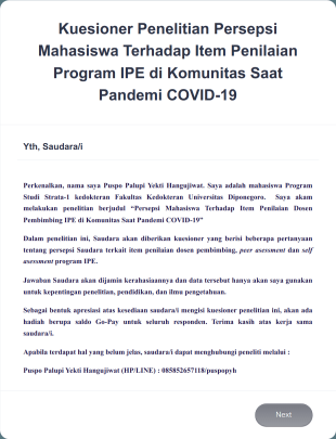 Kuesioner Penelitian Persepsi Mahasiswa Form Template