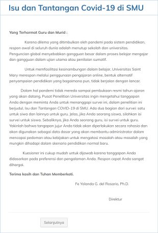 Kuesioner Pengajar Saat Pandemi COVID 19 Form Template