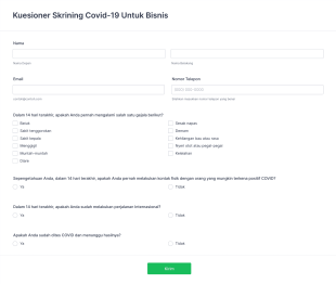 Kuesioner Skrining Covid 19 Untuk Bisnis Form Template