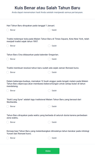 Kuis Benar Atau Salah Tahun Baru