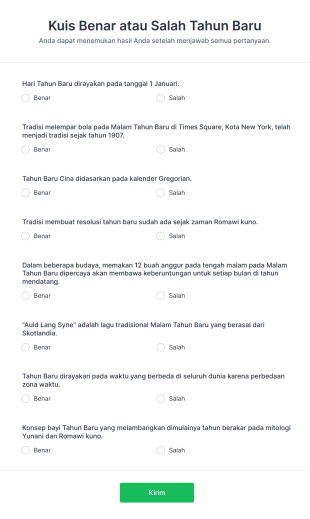 Kuis Benar Atau Salah Tahun Baru