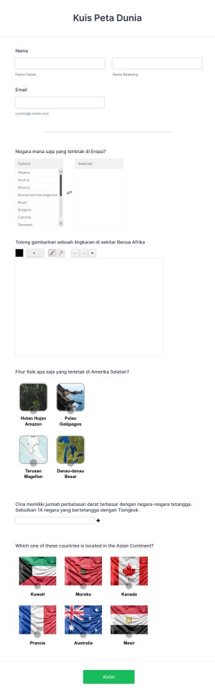 Kuis Peta Dunia Form Template