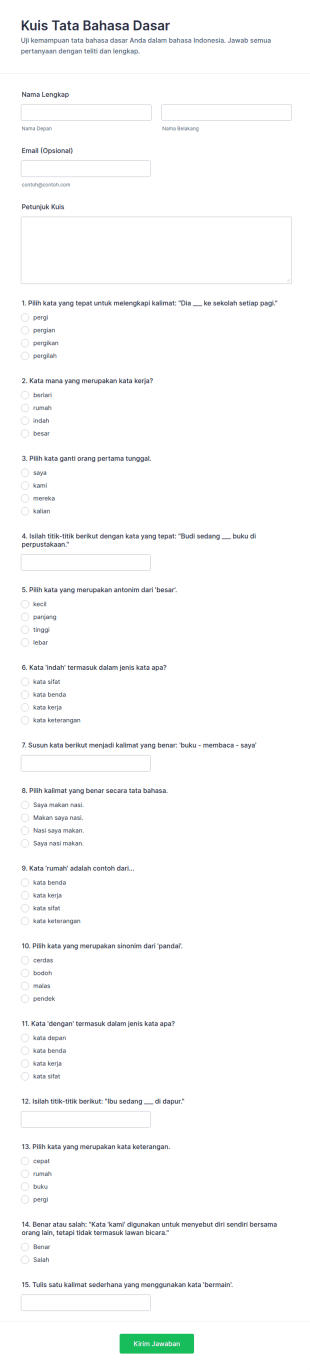 Kuis Tata Bahasa Dasar