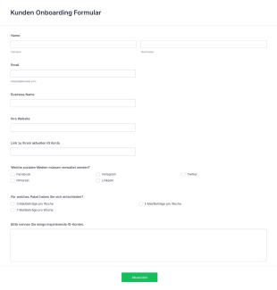 Kunden Onboarding Formular Form Template