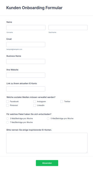 Kunden Onboarding Formular