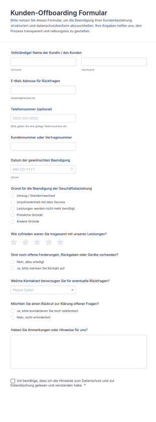 Kundenabmeldung Umfrage