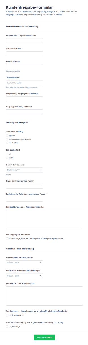Kundenabnahmeformular