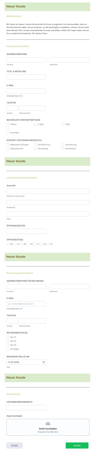 Kundenaufnahmeformular